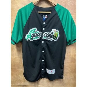 Majestic MLB Los Aguacateros de Michoacan Baseball Jersey Black Green Mens Small